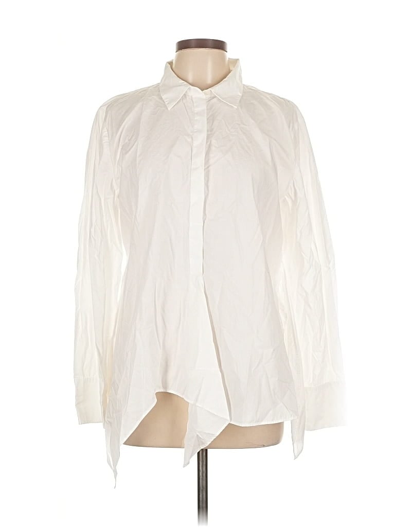 Pre-owned Ann Taylor Loft Long Sleeve Blouse In White