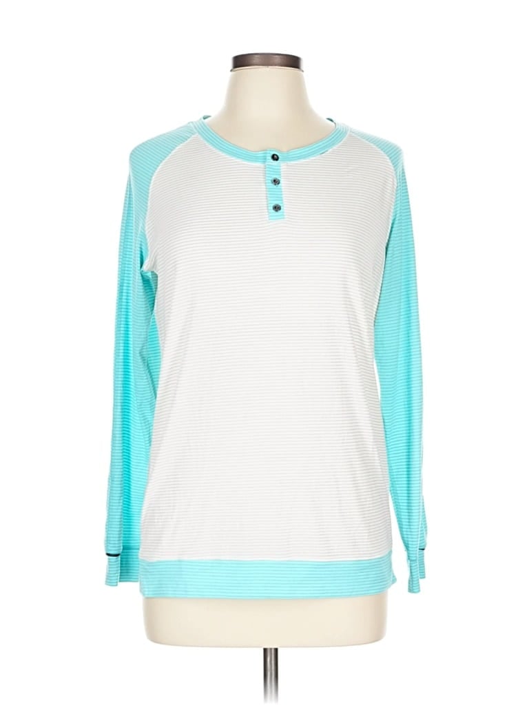 Pre-owned Lululemon Athletica Long Sleeve Henley Shirt In Blue