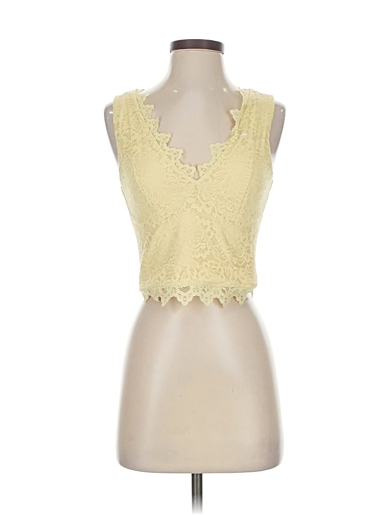 Pre-owned Reoria Sleeveless Top Yellow Sweetheart Neckline Tops