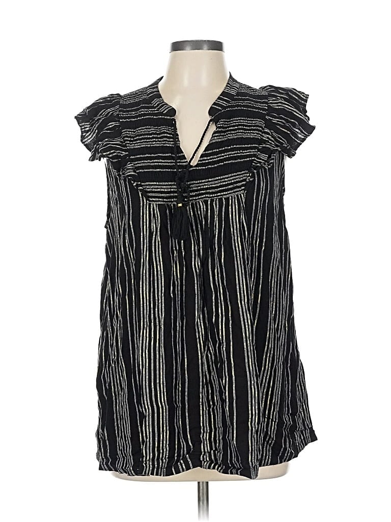 Pre-owned Style & Co Short Sleeve Blouse In Black