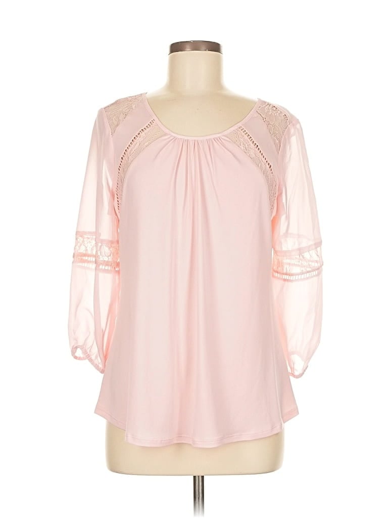 Pre-owned Roz & Ali 3/4 Sleeve Blouse In Pink