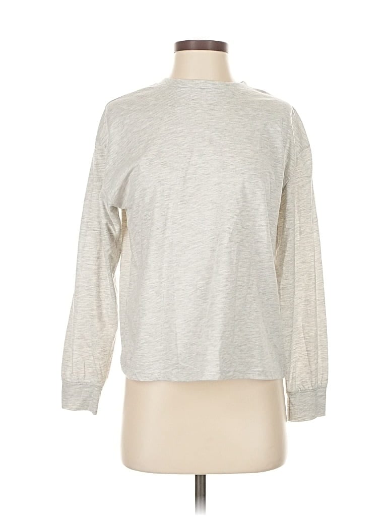 Pre-owned Mng Long Sleeve Top Gray Crew Neck Tops