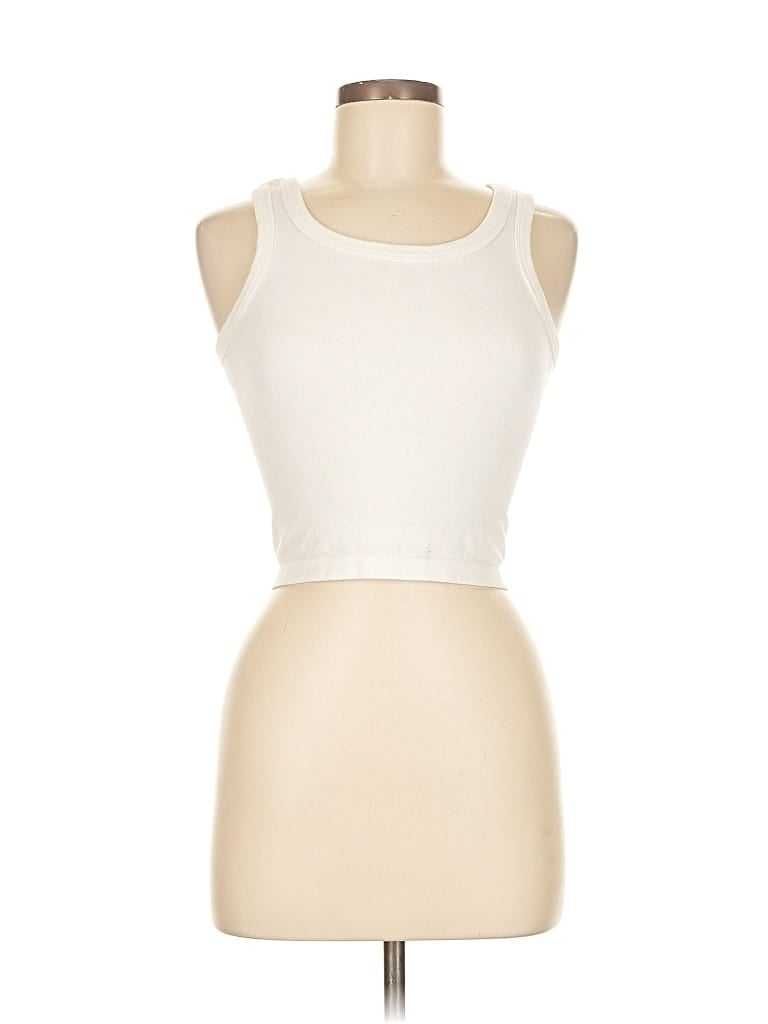 Pre-owned Happily Grey Tank Top Ivory Strapless Neckline Tops In White