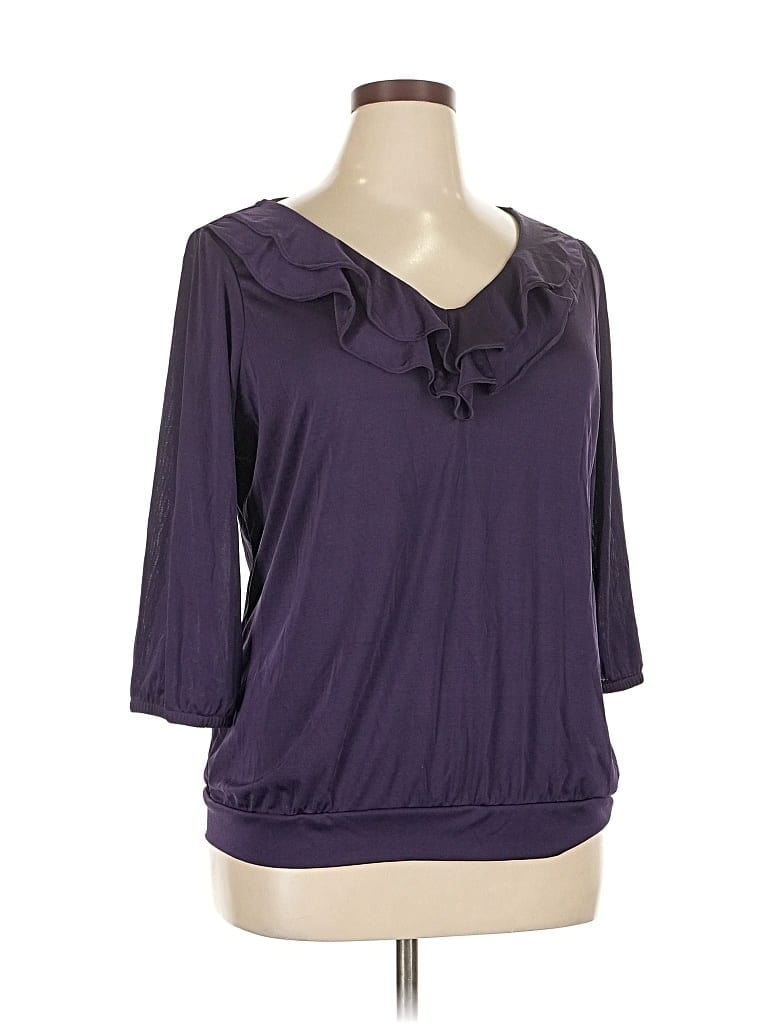 Pre-owned The Limited 3/4 Sleeve Top Purple Cowl Neck Tops
