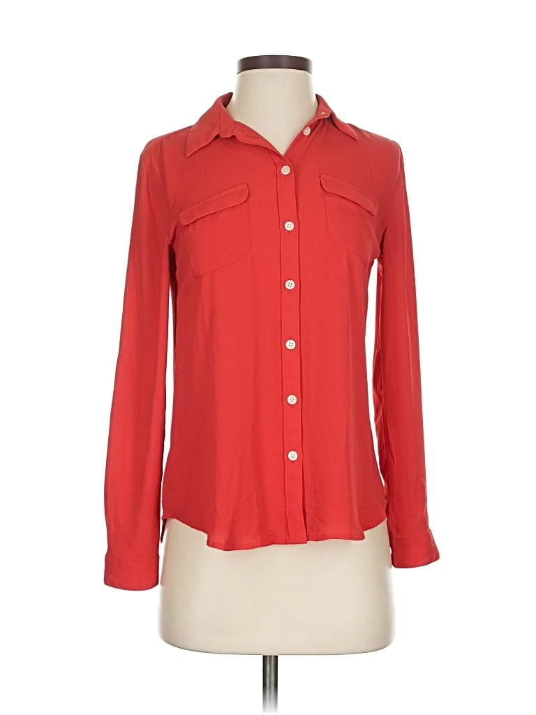 Pre-owned Ann Taylor Loft Long Sleeve Blouse In Red