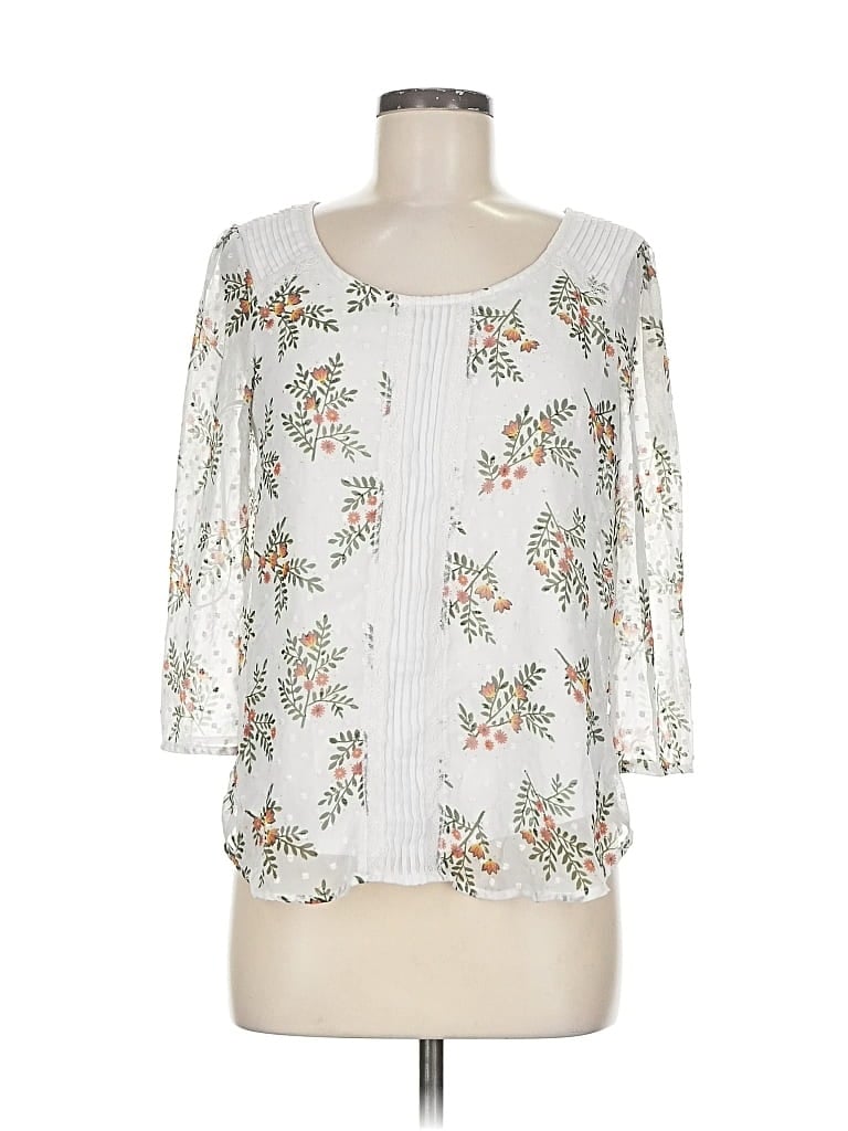 Pre-owned Lc Lauren Conrad 3/4 Sleeve Blouse In White