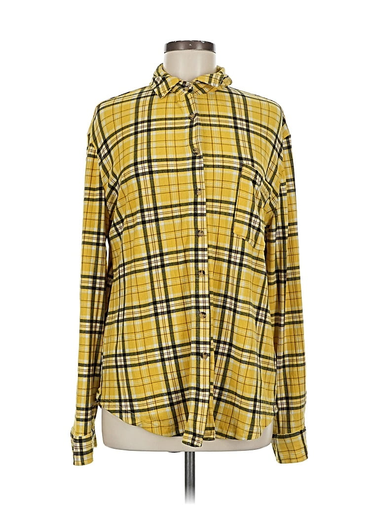 Pre-owned Faded Rose Long Sleeve Button Down Shirt In Yellow