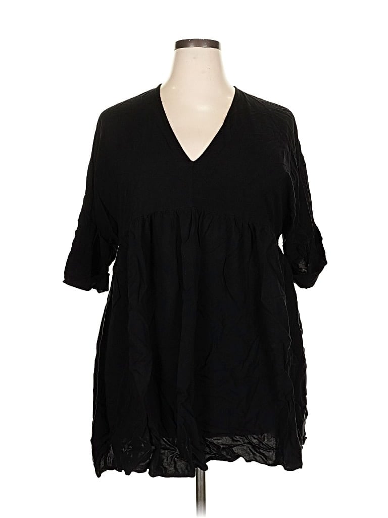 Pre-owned Eloquii 3/4 Sleeve Blouse In Black