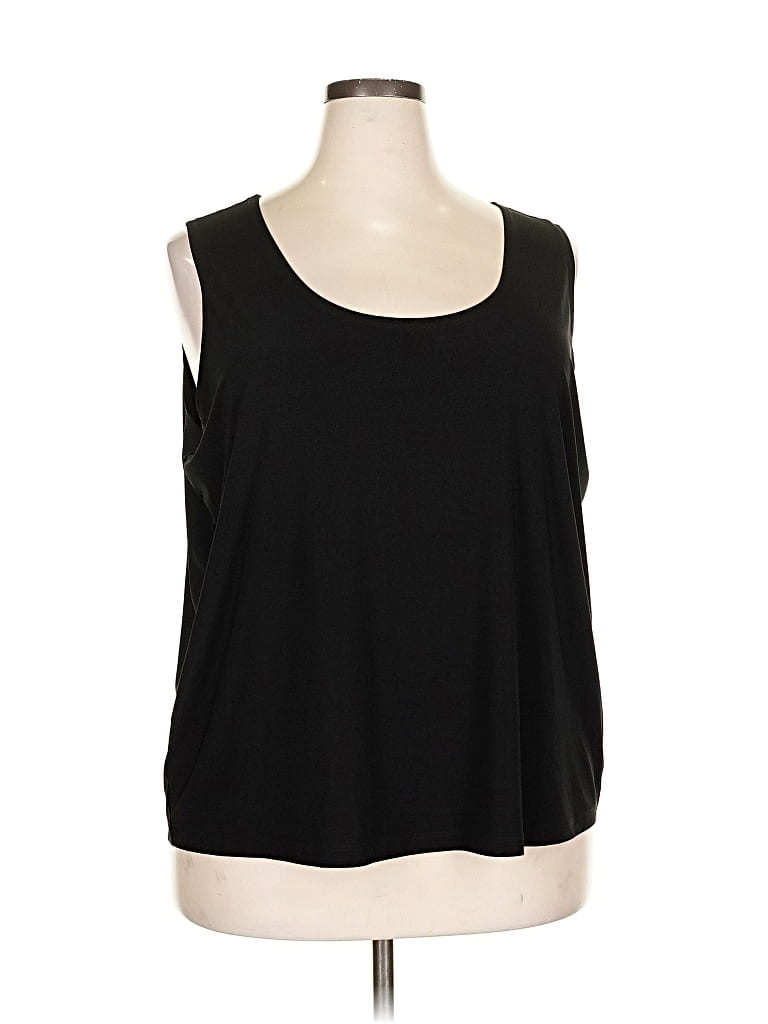 Pre-owned Slinky Brand Sleeveless Top Black Scoop Neck Tops