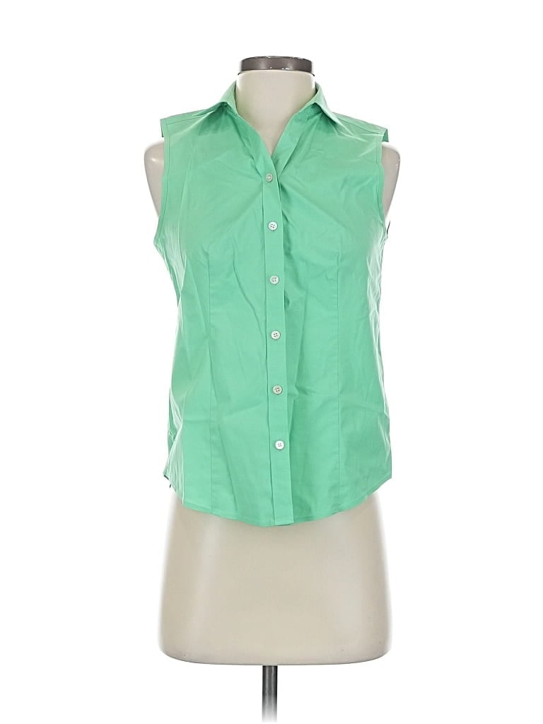 Pre-owned Talbots Sleeveless Button Down Shirt In Green