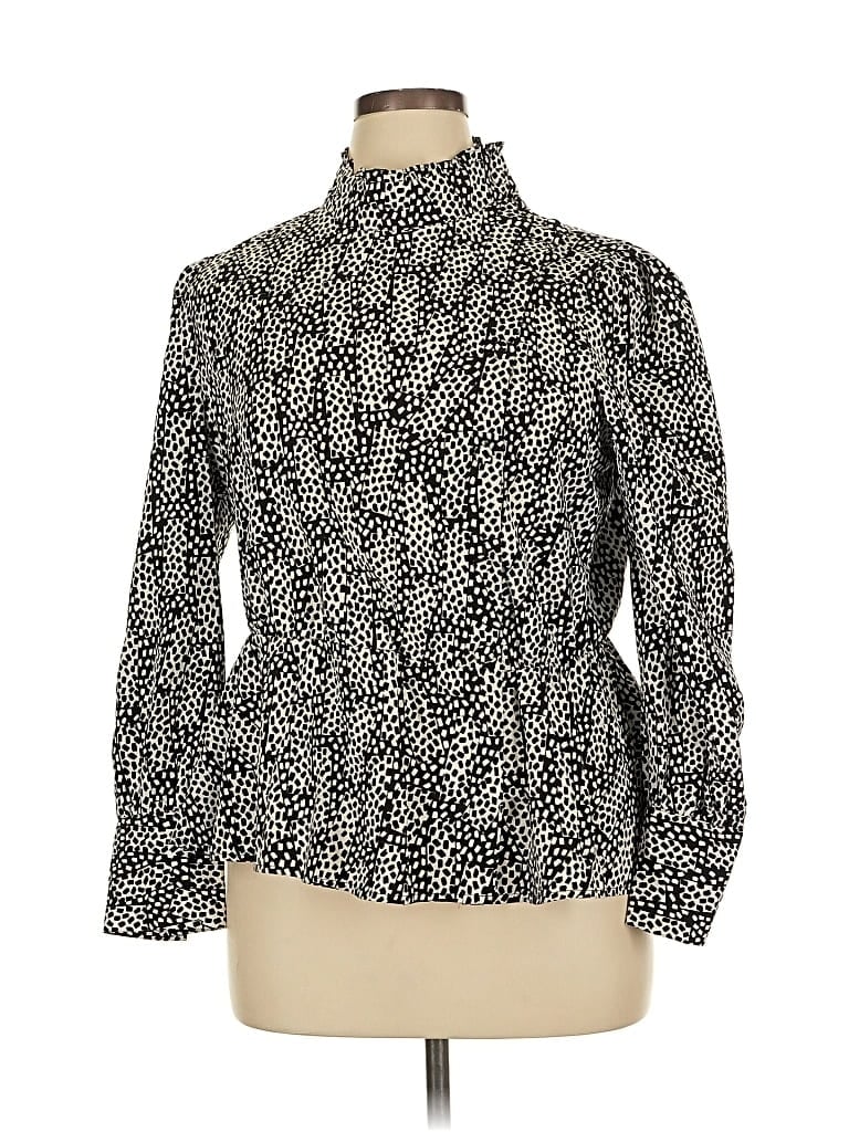 Pre-owned Who What Wear Long Sleeve Blouse In Black