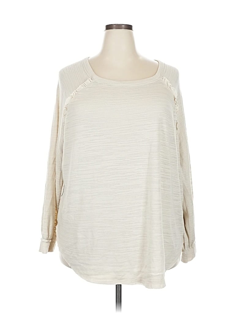 Pre-owned Terra & Sky Long Sleeve Blouse In White