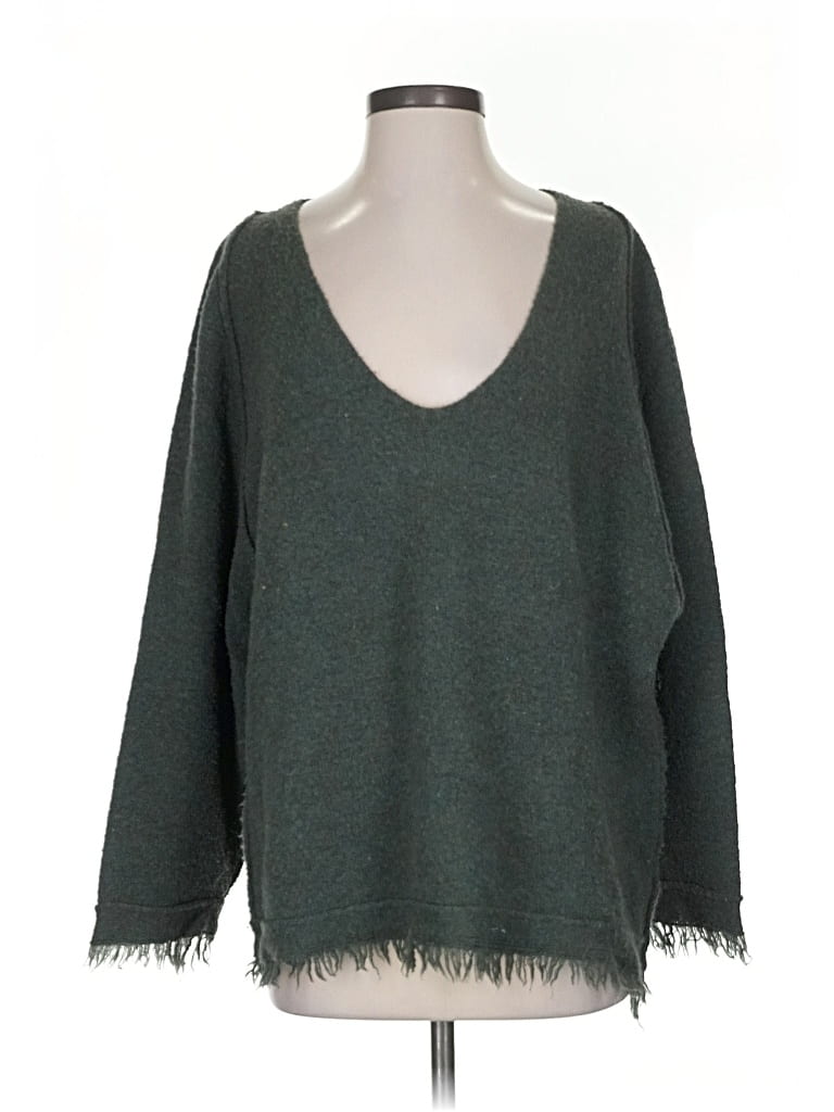 FREE PEOPLE Pre-owned Wool Pullover Sweater In Green