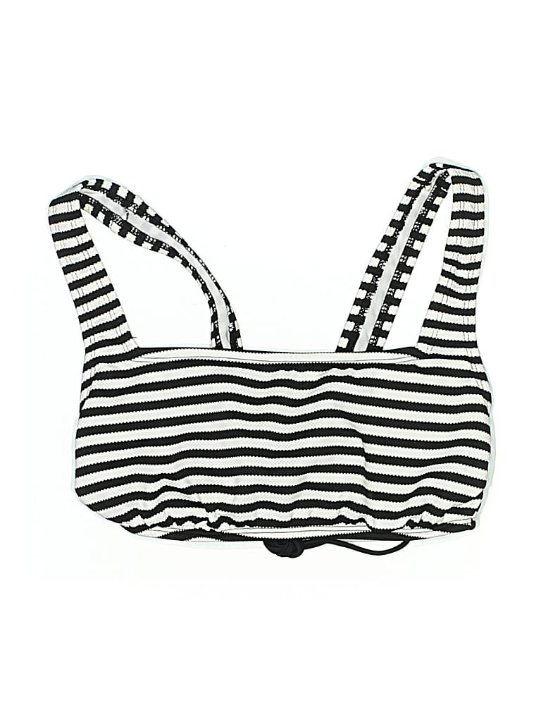 Pre-owned Shade & Shore Swimsuit Top Black Stripes Pattern Swimwear