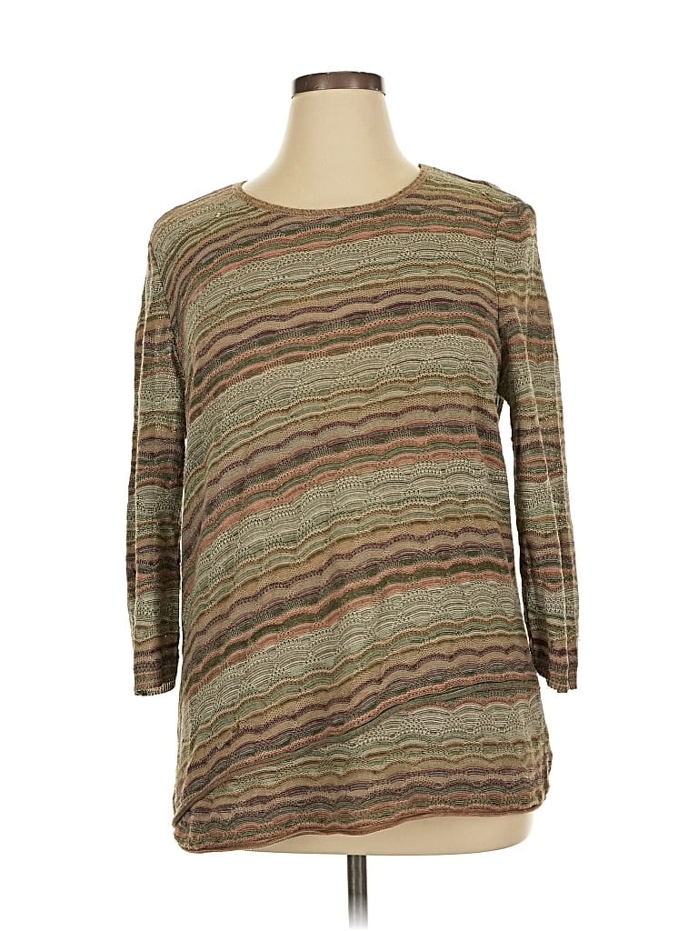 Click to view more detailed imagery on our partner's website Pre-owned Westport 3/4 Sleeve Top Brown Boatneck Tops