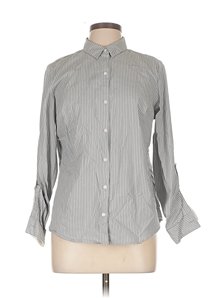 Pre-owned Apt. 9 Long Sleeve Button Down Shirt In Gray