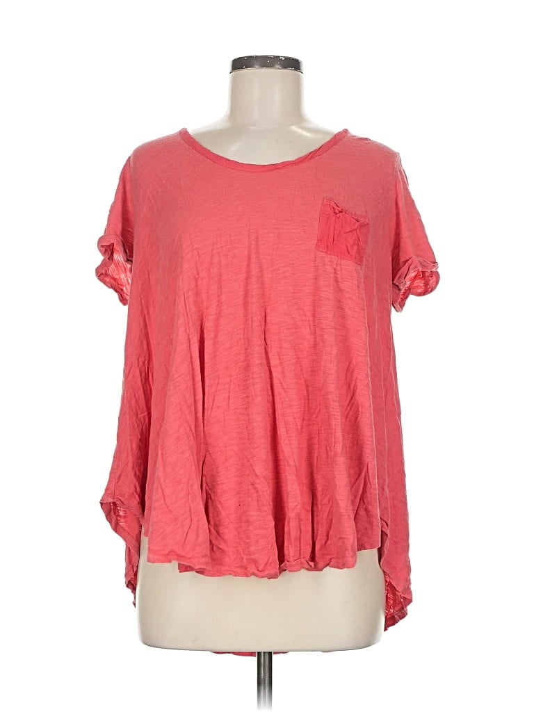 Pre-owned T.la Short Sleeve Top Red Keyhole Neckline Tops
