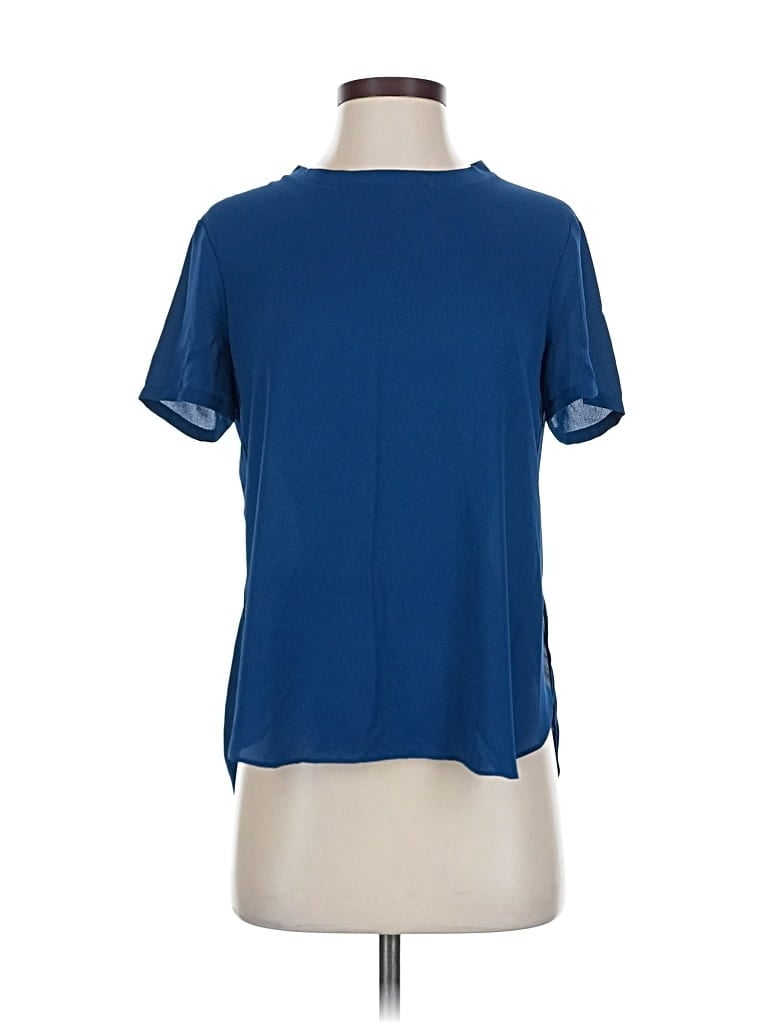 Pre-owned Ann Taylor Loft Short Sleeve Blouse In Blue