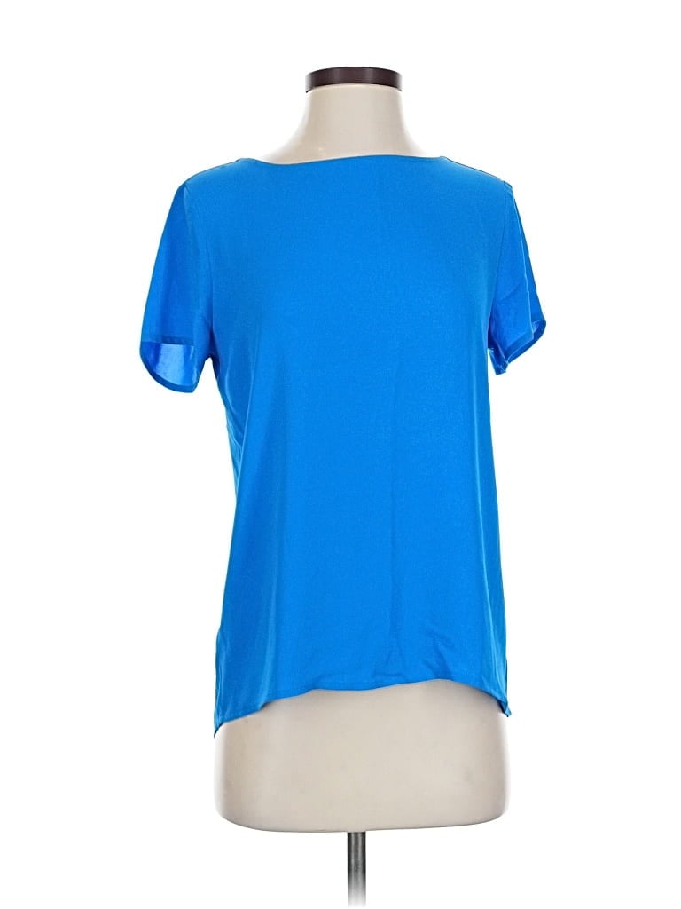 Pre-owned Ann Taylor Loft Short Sleeve Top Blue Scoop Neck Tops