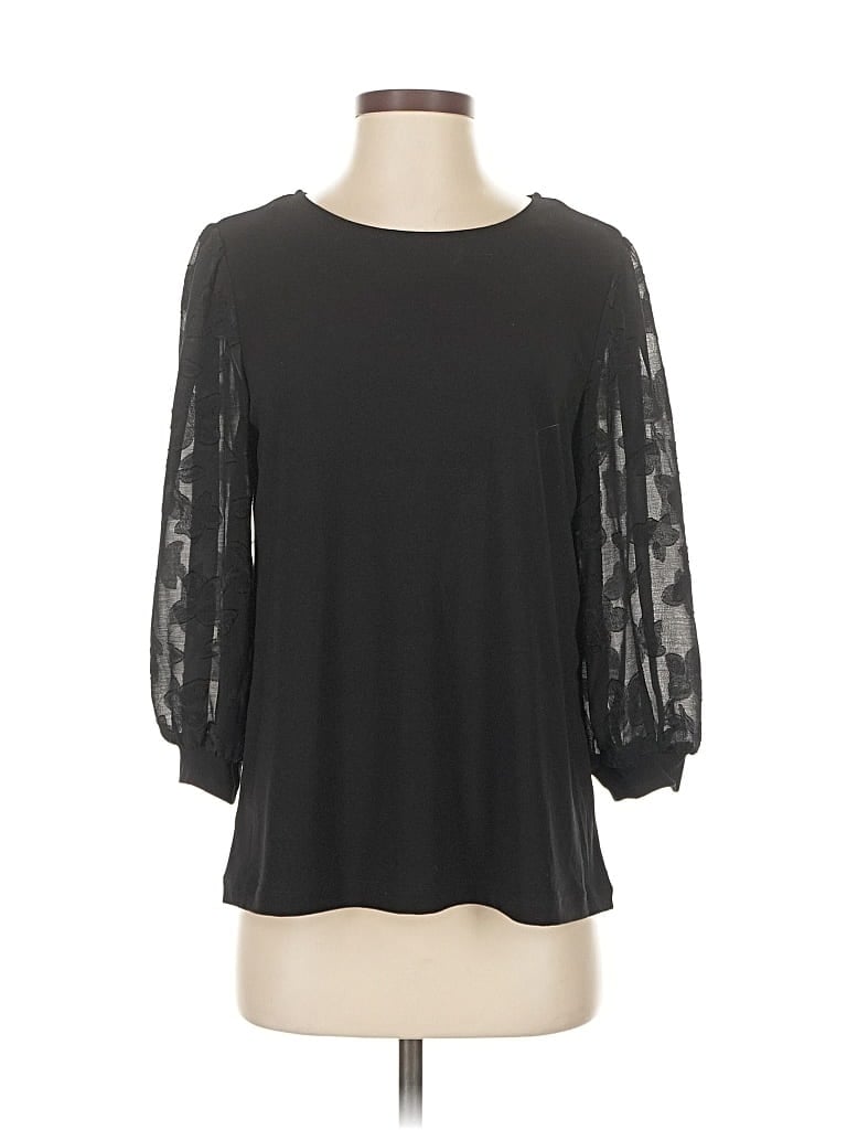 Click to view more detailed imagery on our partner's website Pre-owned Cece 3/4 Sleeve Top Black Crew Neck Tops