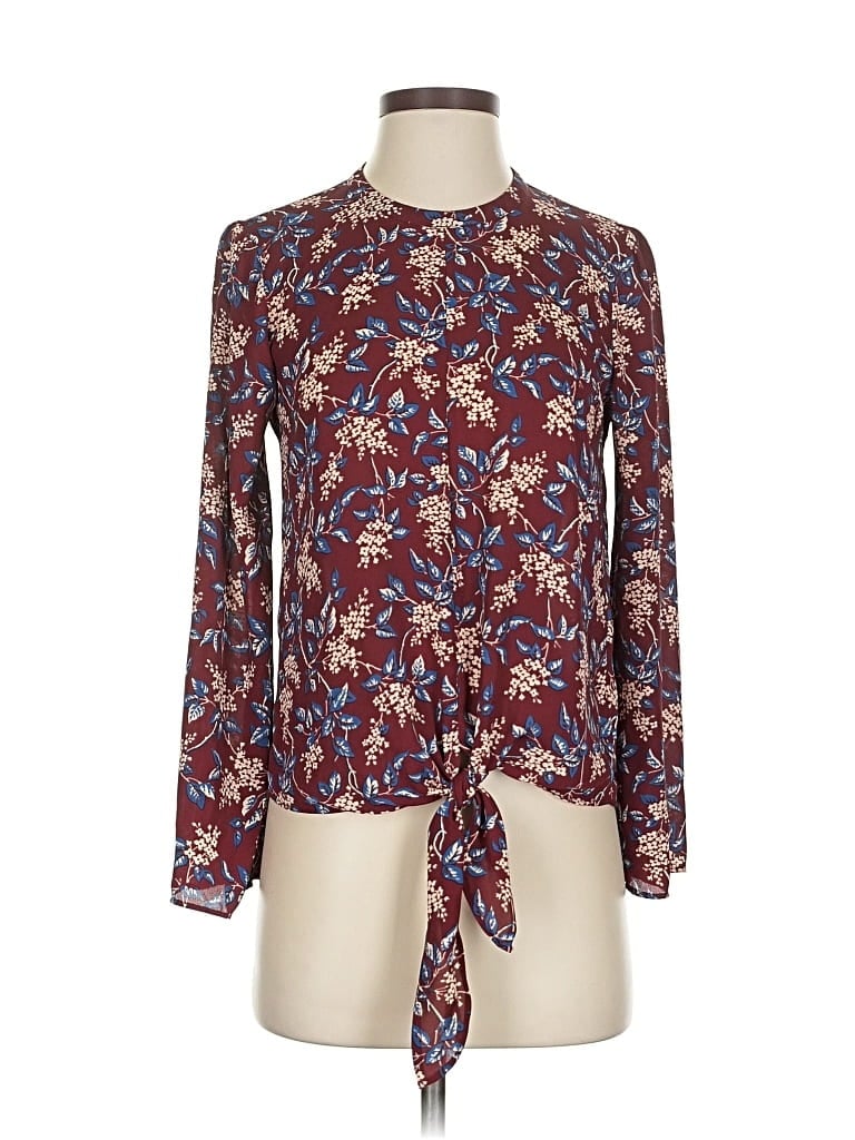 Pre-owned Madewell Long Sleeve Blouse In Burgundy