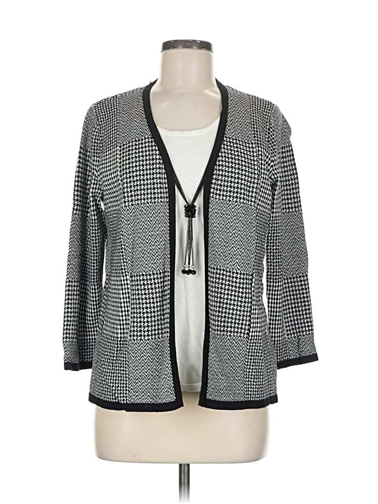 Pre-owned Alfred Dunner Cardigan Sweater In Gray