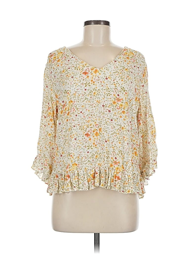 Pre-owned Cynthia Rowley Tjx 3/4 Sleeve Blouse In Yellow