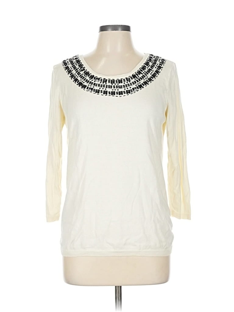 Pre-owned Dana Buchman Pullover Sweater In White