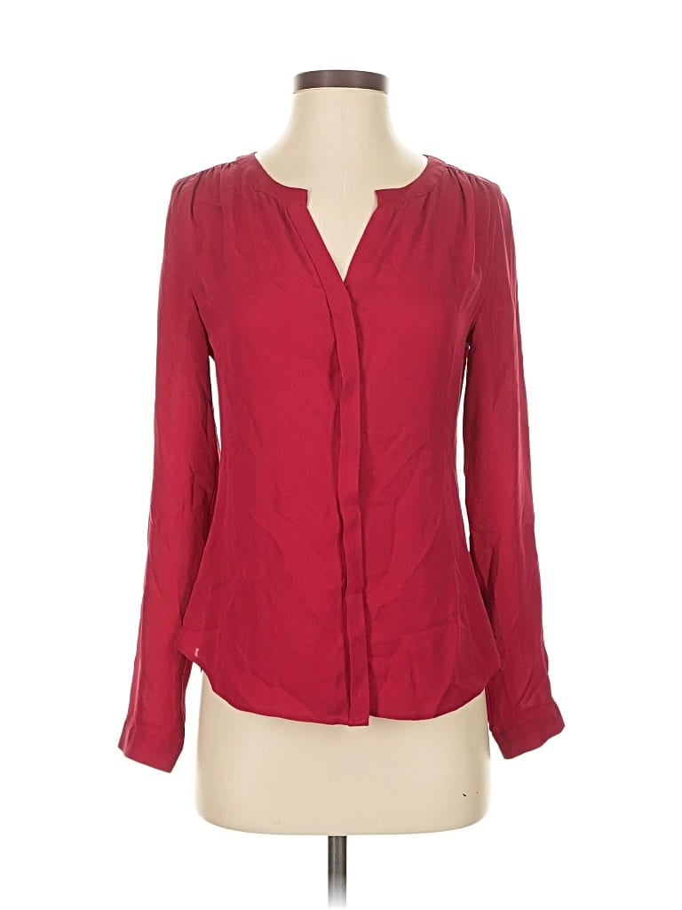 Pre-owned Ecru Long Sleeve Blouse In Red