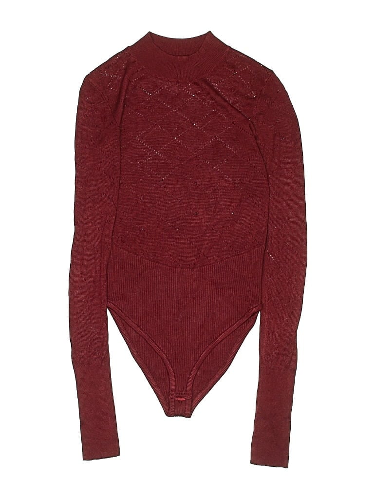 Pre-owned Intimately By Free People Bodysuit In Burgundy