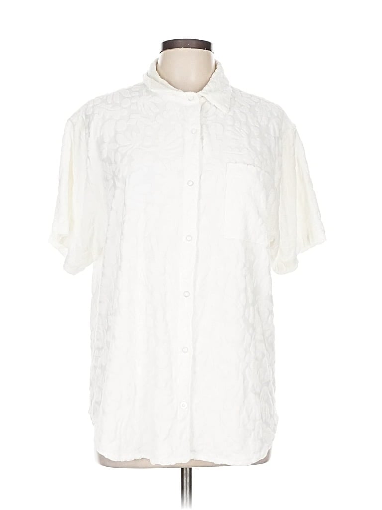 Pre-owned Z Supply Short Sleeve Blouse In White
