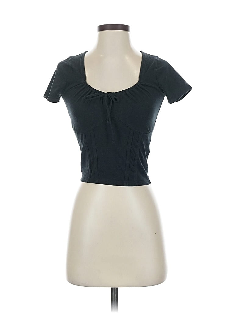 Pre-owned Hollister Short Sleeve Top Black Scoop Neck Tops