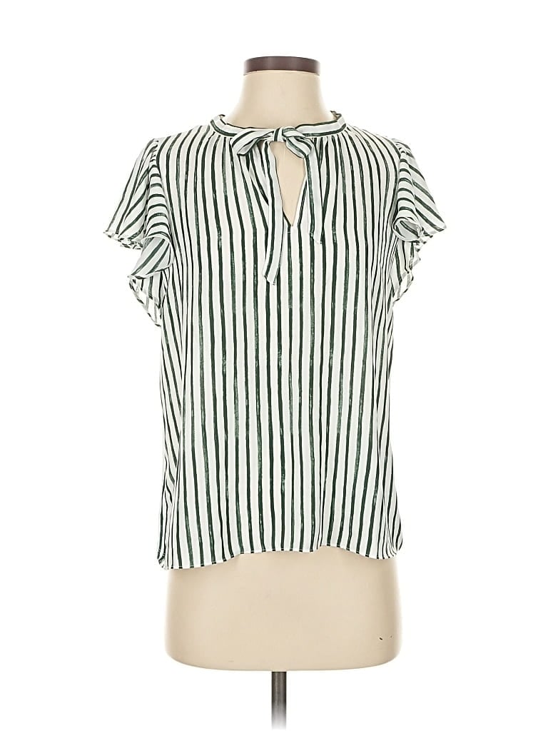 Pre-owned Ann Taylor Loft Short Sleeve Blouse In Green