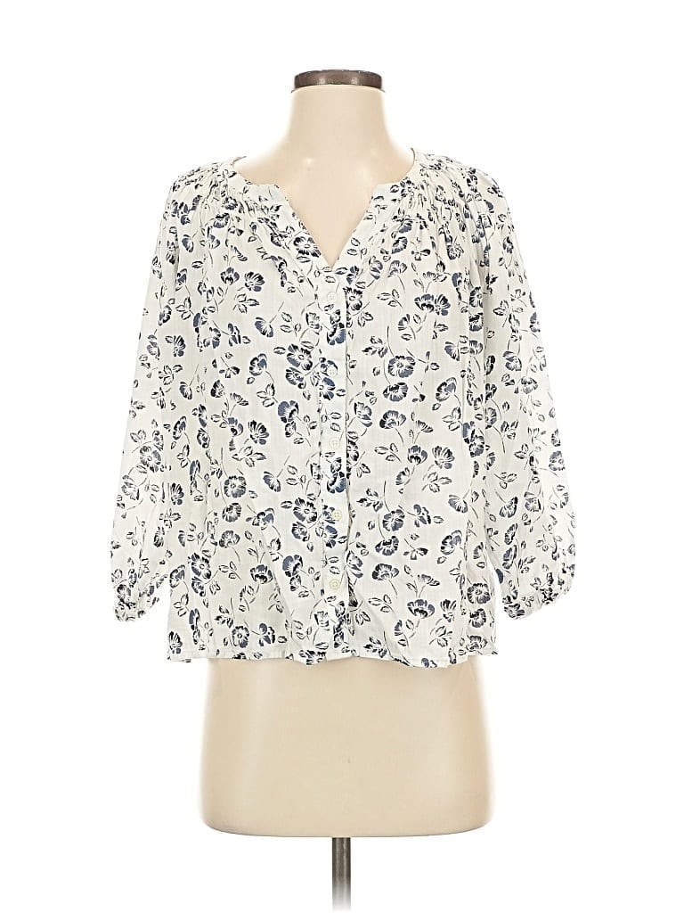 Pre-owned Gap 3/4 Sleeve Blouse In White