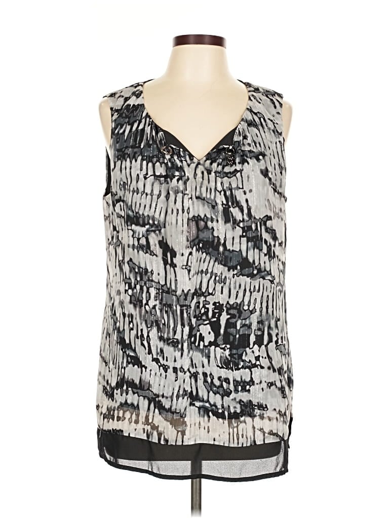 Pre-owned Roz & Ali Sleeveless Blouse In Silver