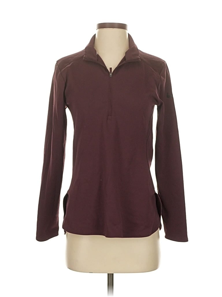 Pre-owned Nike Long Sleeve Polo Shirt In Burgundy