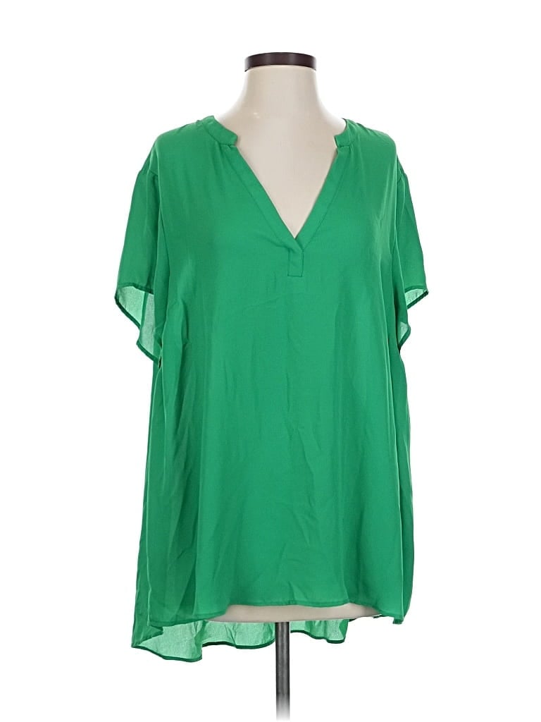 Pre-owned Torrid Short Sleeve Blouse In Green