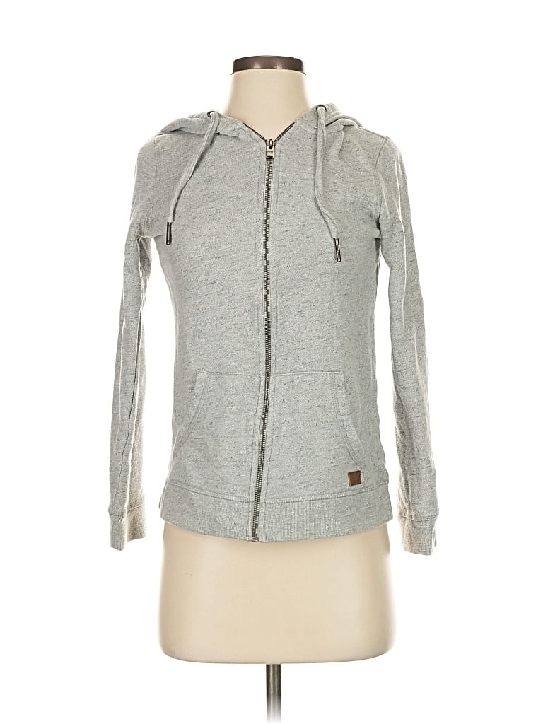 Pre-owned Roxy Zip Up Hoodie In Gray
