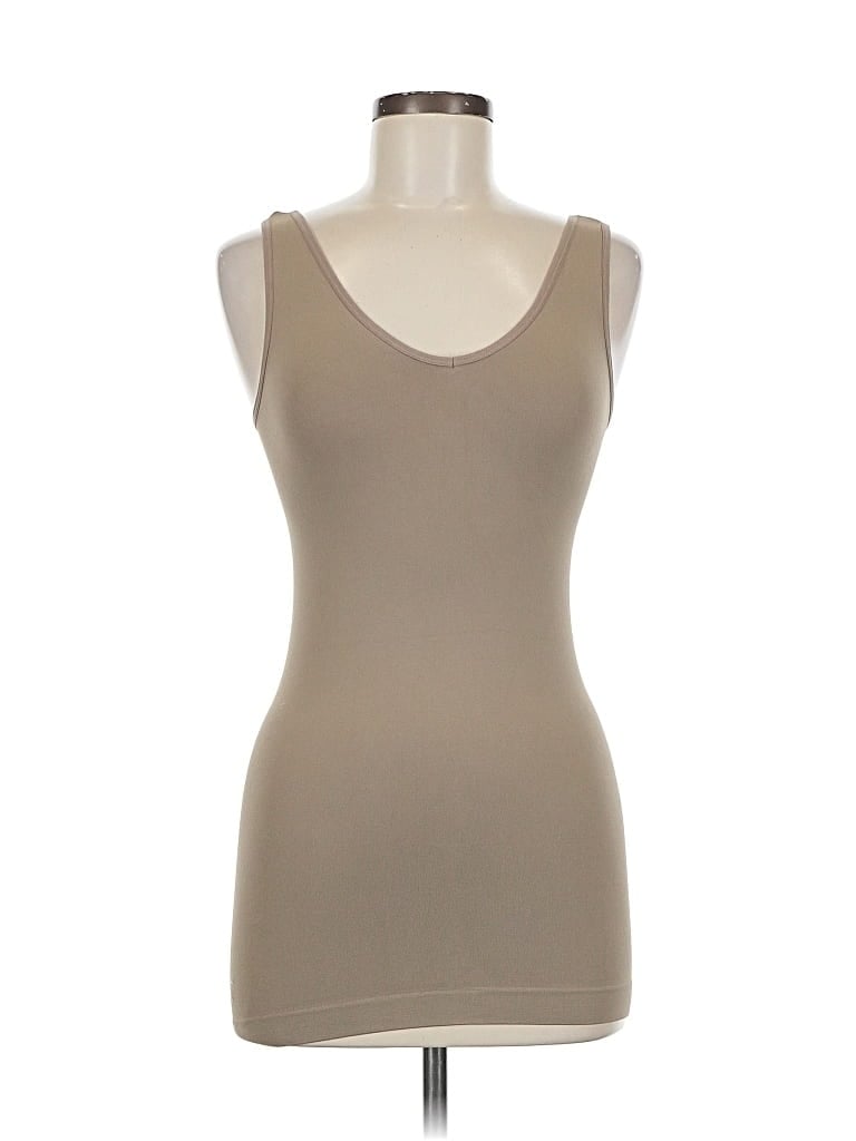 Pre-owned Yelete Sleeveless Top Tan Scoop Neck Tops In Brown