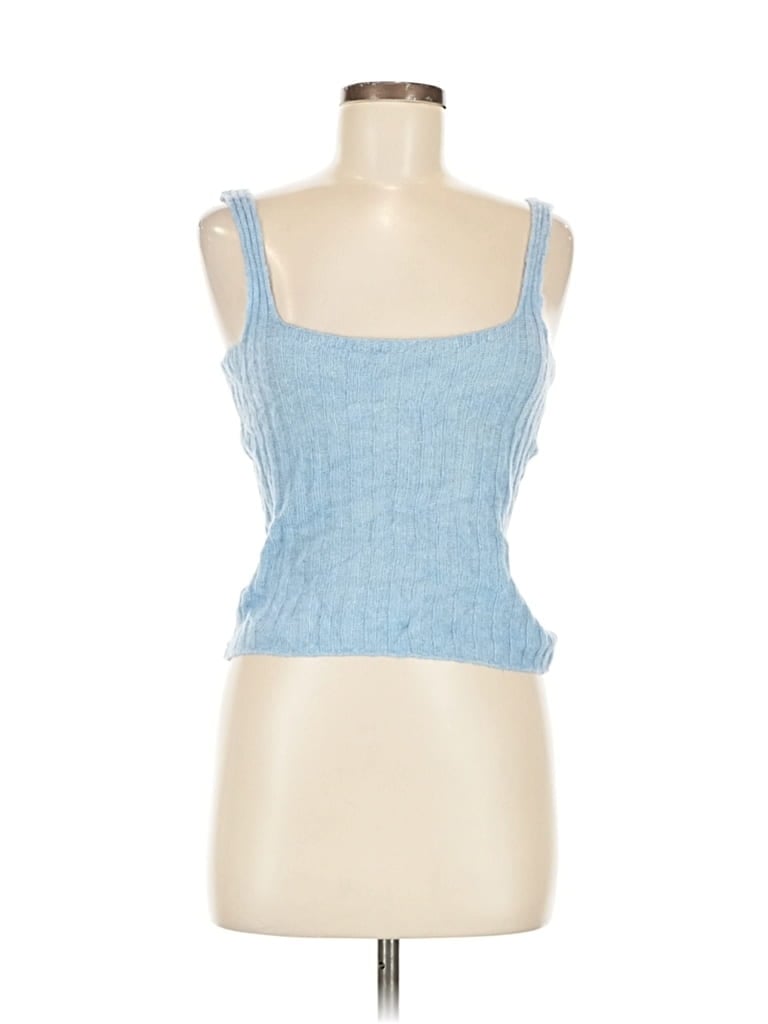 Pre-owned Mng Tank Top Blue Square Neckline Tops