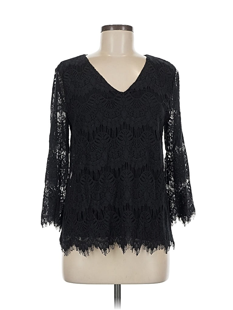 Pre-owned Tahari By Asl 3/4 Sleeve Blouse In Black