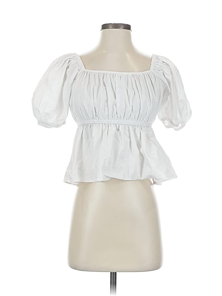 Pre-owned Express Short Sleeve Blouse In White