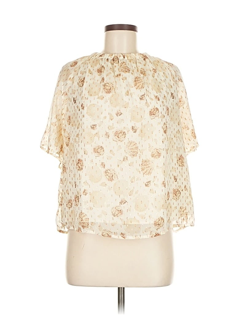 Pre-owned Ann Taylor Loft Short Sleeve Blouse In White