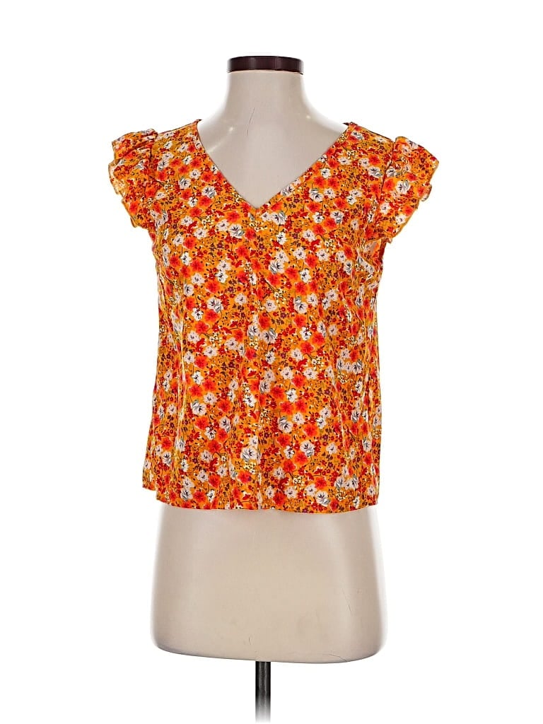 Pre-owned Shein Short Sleeve Blouse In Orange