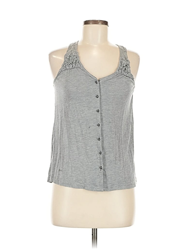 Click to view more detailed imagery on our partner's website Pre-owned Mystree Tank Top Gray Halter Neckline Tops