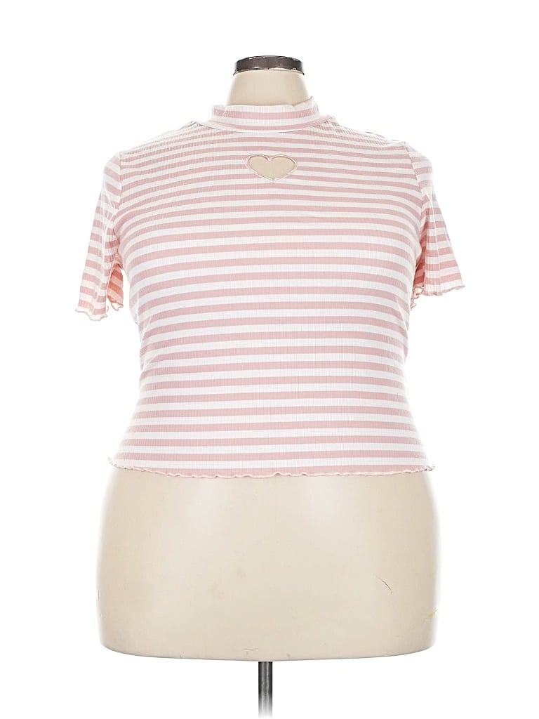 Pre-owned Romwe Short Sleeve Turtleneck In Pink