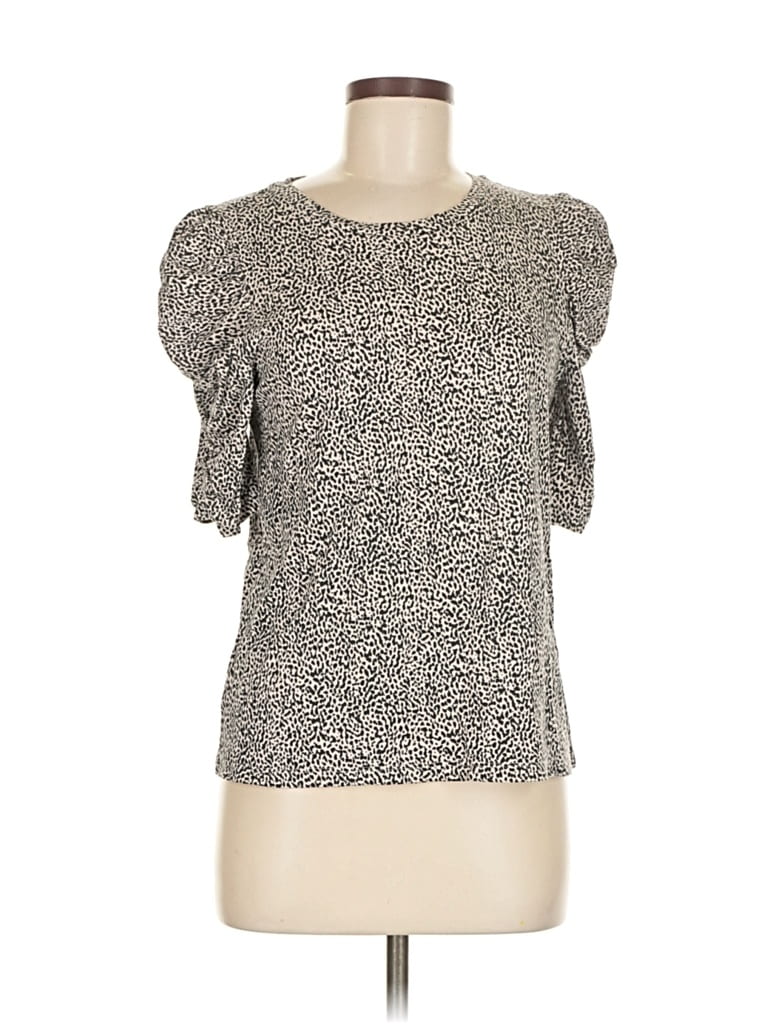 Pre-owned Ann Taylor Loft Short Sleeve Top Black Square Neckline Tops