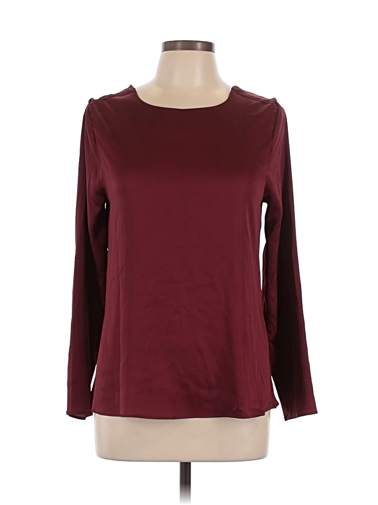 Pre-owned Dynamite Long Sleeve Top Burgundy Boatneck Tops