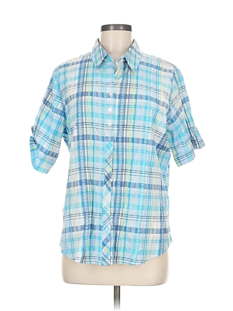 Pre-owned Alia Short Sleeve Button Down Shirt In Blue