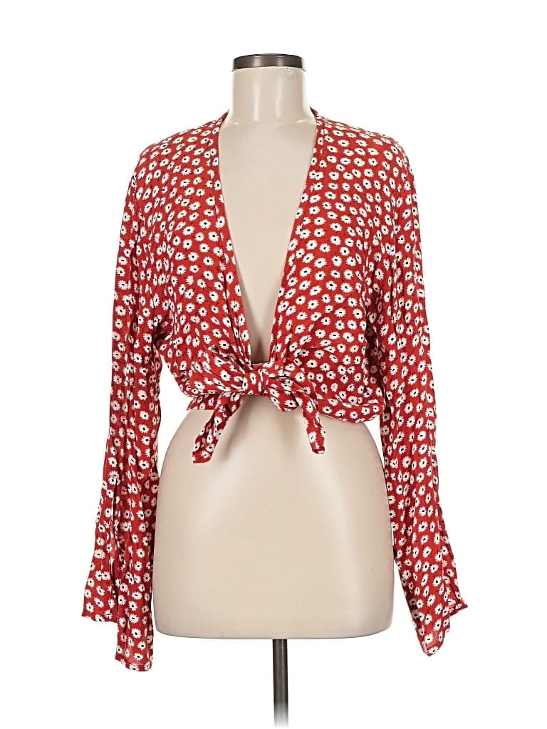 Pre-owned Faithfull The Brand Long Sleeve Blouse In Red